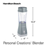 Single Serve Personal Smoothie Blender with 14 oz. Travel Cup and Lid, Grey