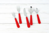 Red Flatware Set, 48 Piece Stainless Steel & Plastic