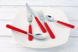 Red Flatware Set, 48 Piece Stainless Steel & Plastic
