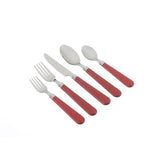 Red Flatware Set, 48 Piece Stainless Steel & Plastic